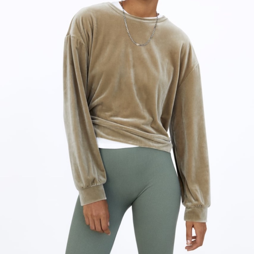 ZARA Soft Velvet Crewneck Sweater